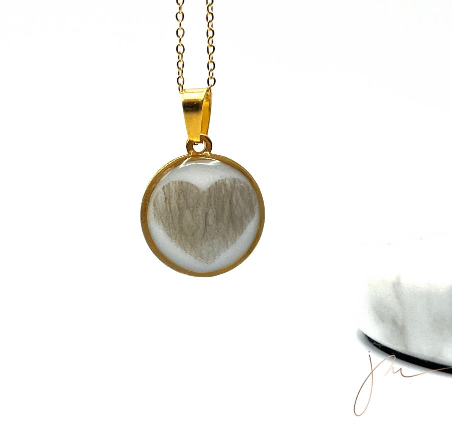 Halskette mit Haaren als Herz 20mm