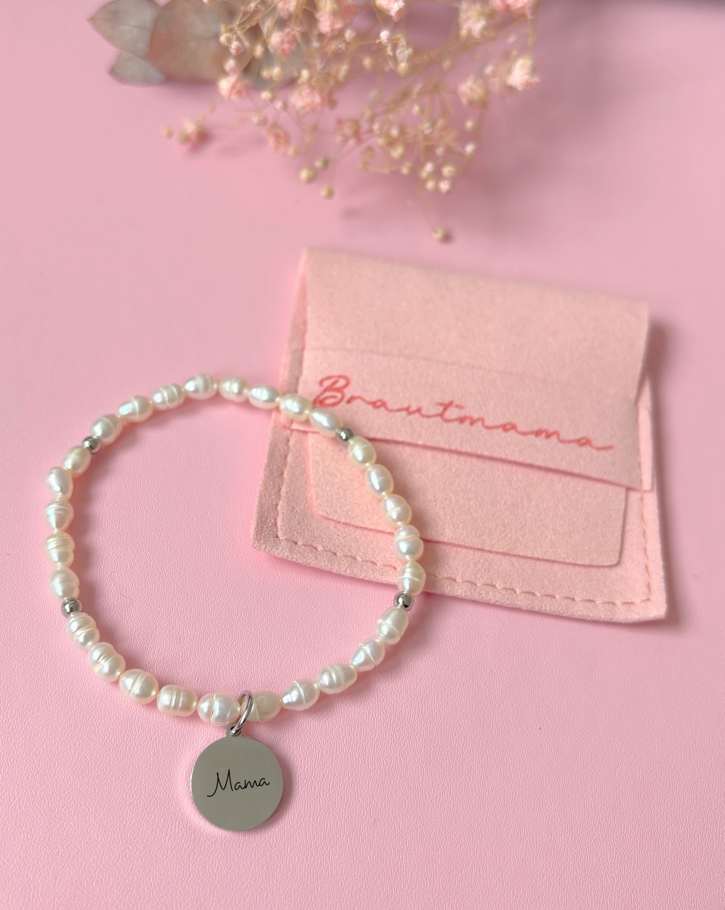 Süßwasserperlenarmband personalisiert mit Beutel