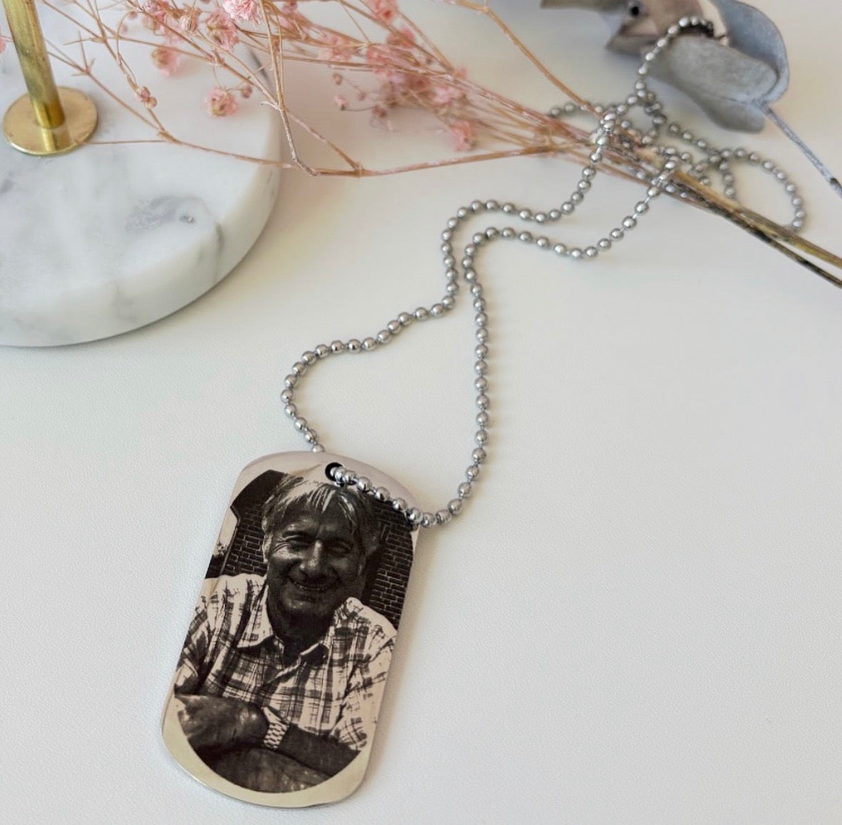Edelstahl Halskette DogTag mit Fotogravur