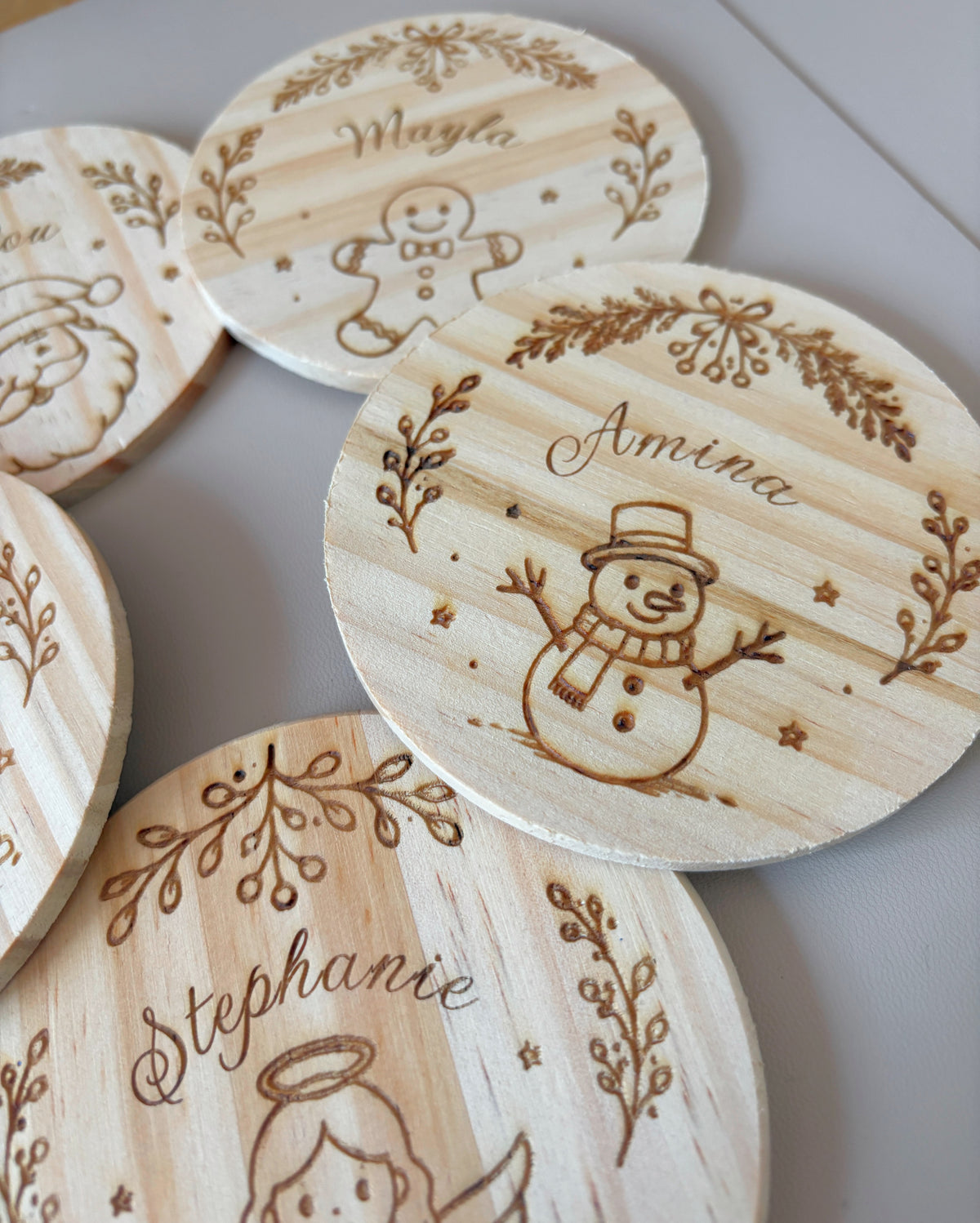 Glas Untersetzer aus Holz Weihnachtsmotive