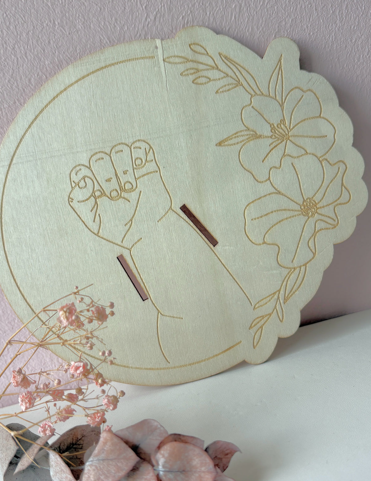 Holzschild Geburtsbändchen, personalisiert