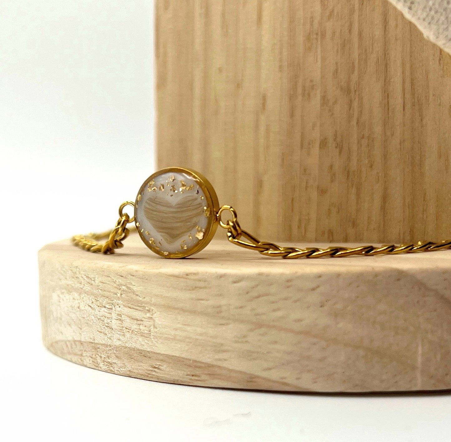 Stahl Armkette mit Haaren als Herz