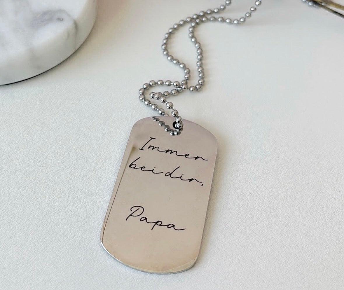 Edelstahl Halskette DogTag mit Fotogravur