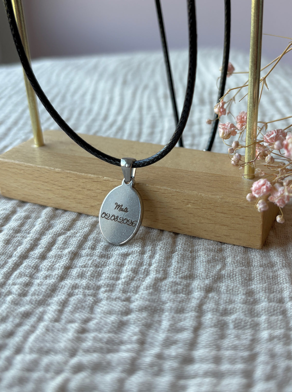 Halskette mit Gravur Oval Herren