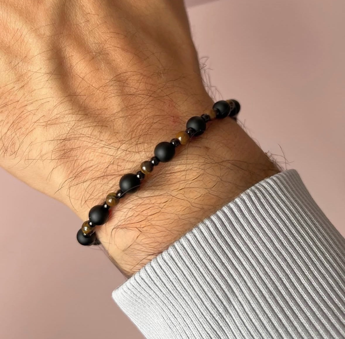 Edelsteinperlen Armband Herren