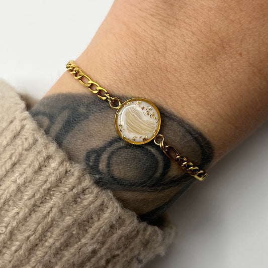 Stahl Armkette mit Haaren als Herz