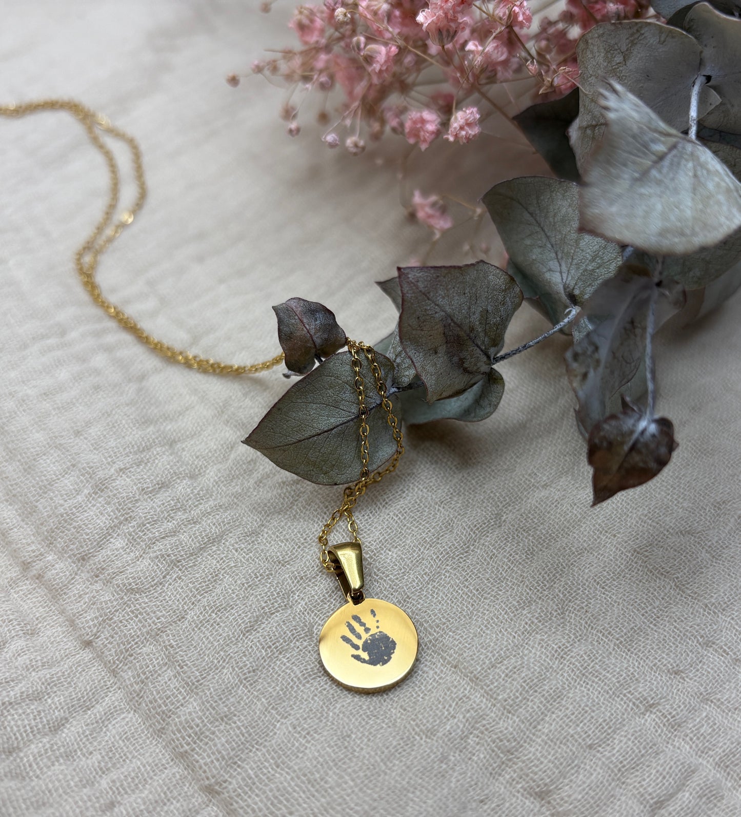 Coin Halskette mit einem Handabdruck