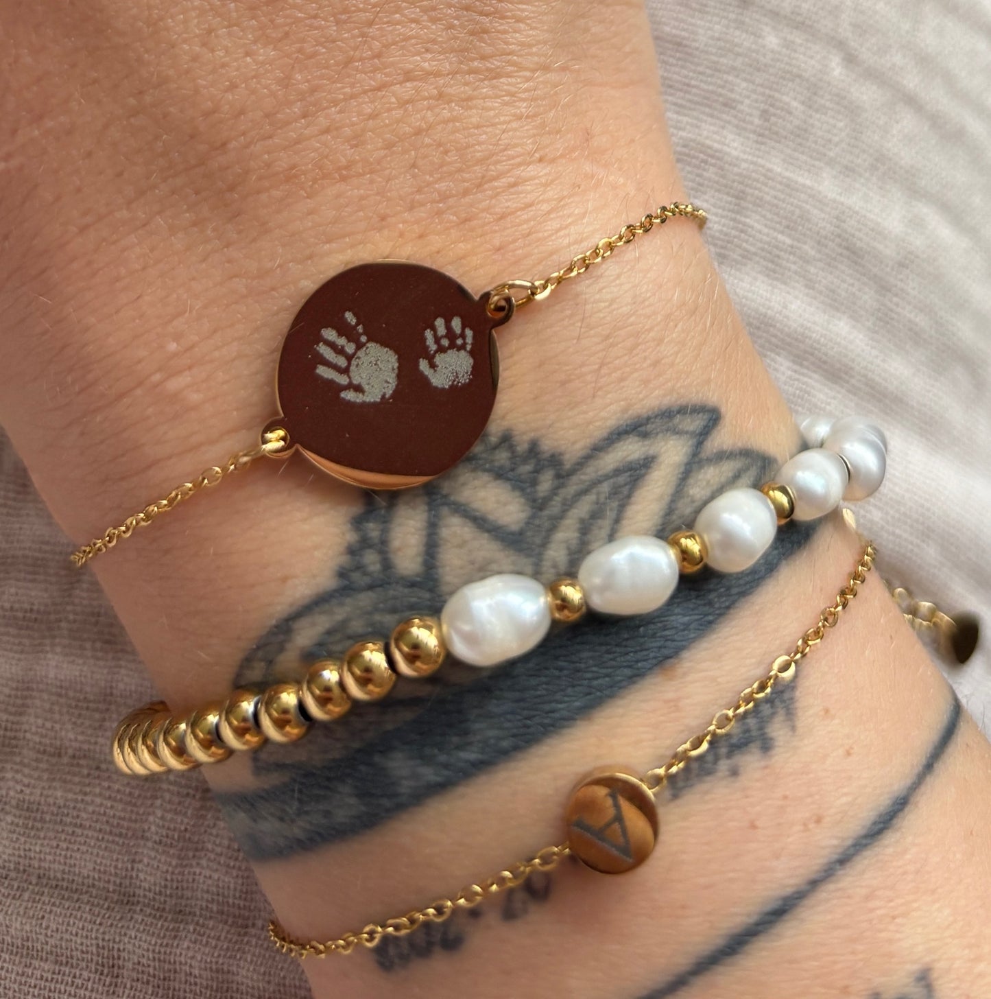 Coin Armband mit originalen Handabdrücken