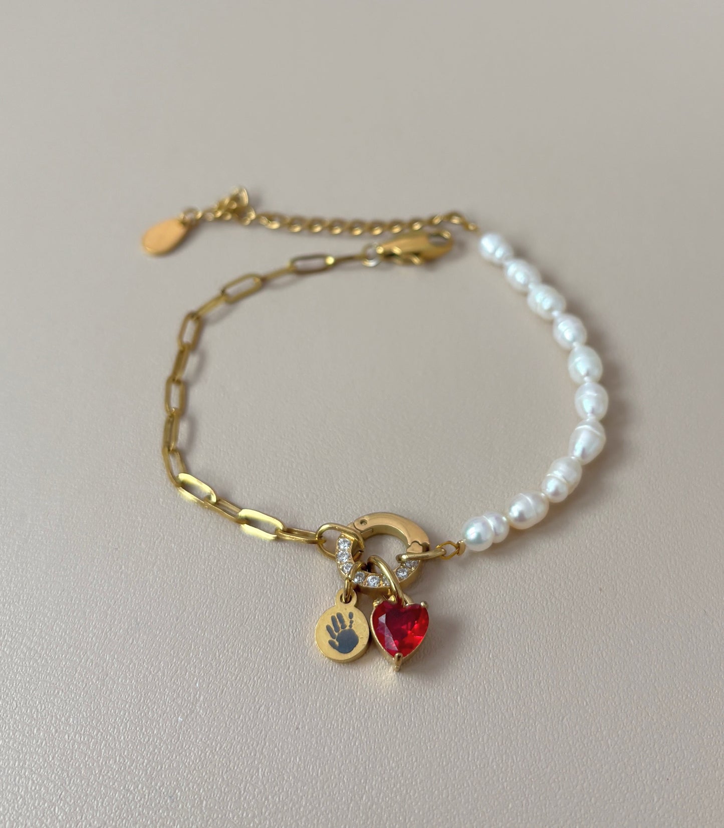 Sparkle Süßwasserarmkette mit Handabdruck