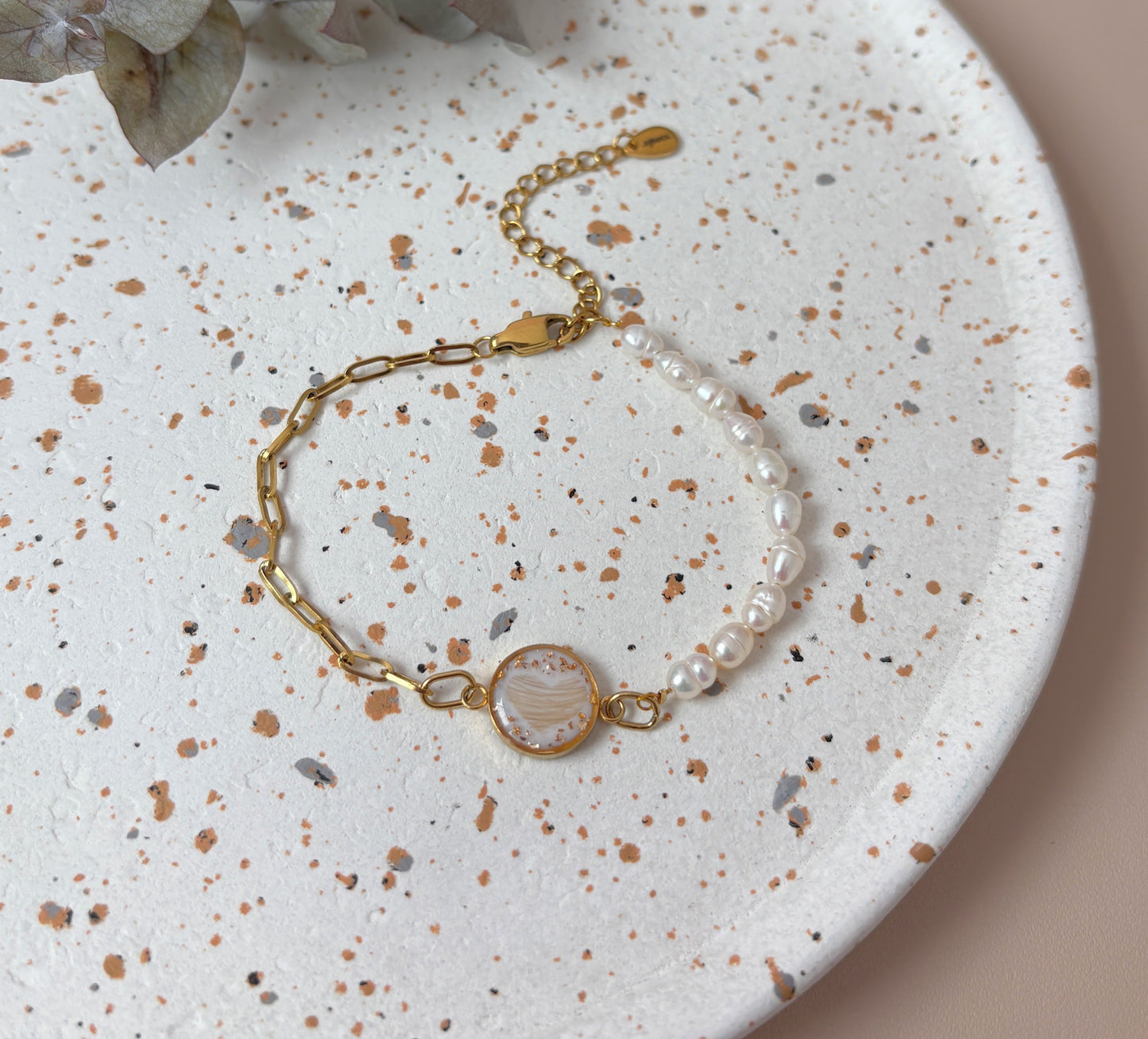 Sparkle Süßwasser Armkette mit Haaren als Herz