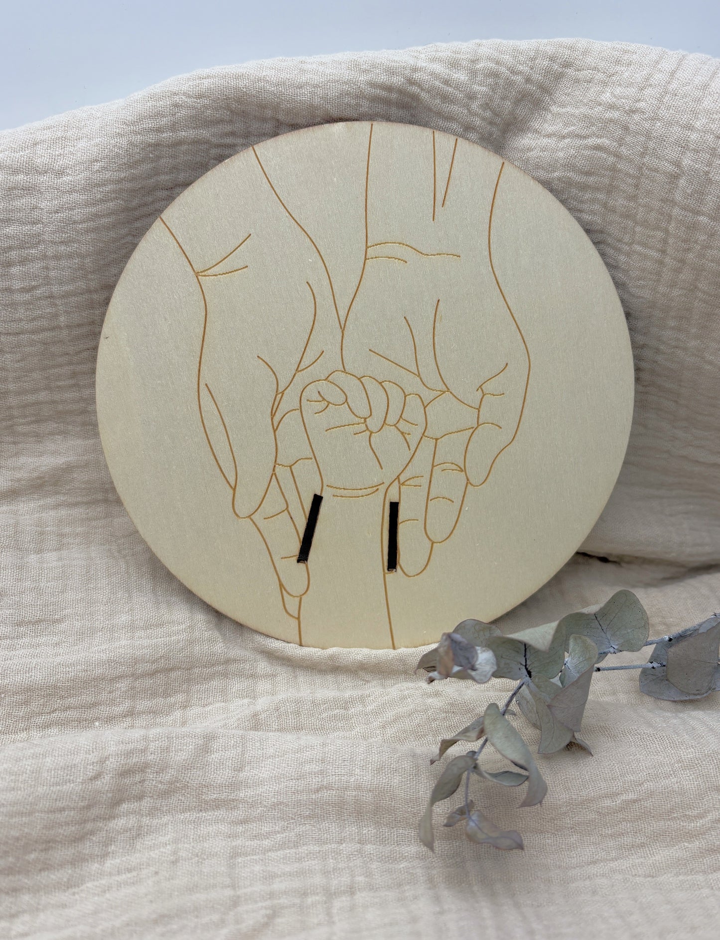 Holzschild Geburtsbändchen, personalisiert