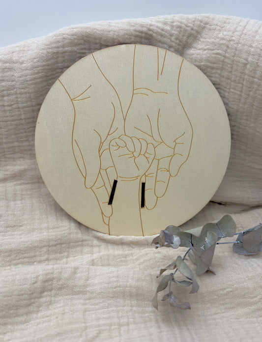 Holzschild Geburtsbändchen, personalisiert